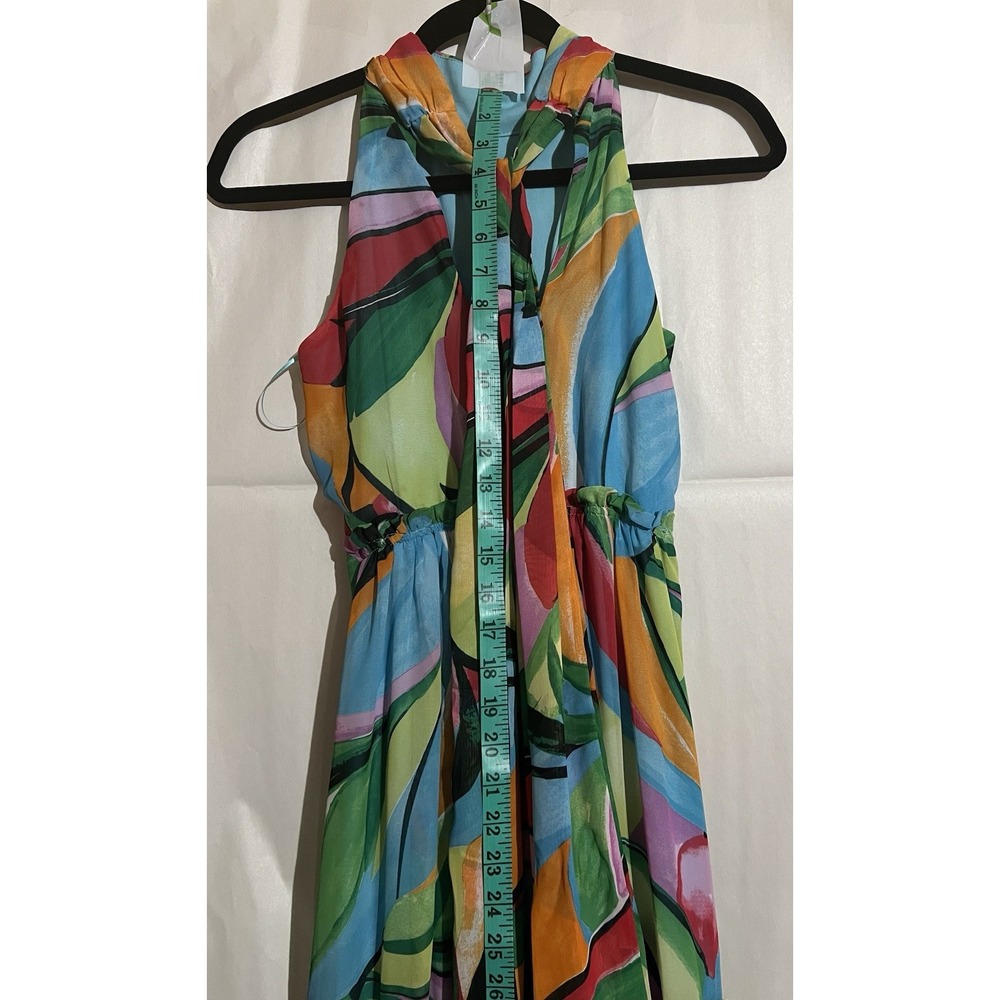 NICOLE MILLER Y2K geometric Maxi Scarf Dress XS tiered babydoll - Picture 3 of 10